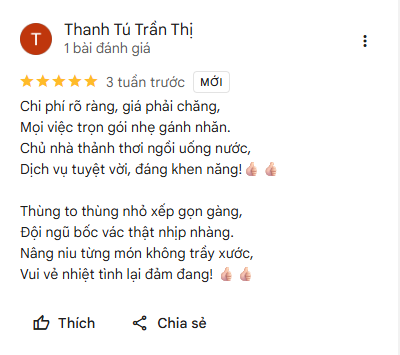 Khách đánh giá Thành Hưng chi phí rõ ràng, dịch vụ trọn gói