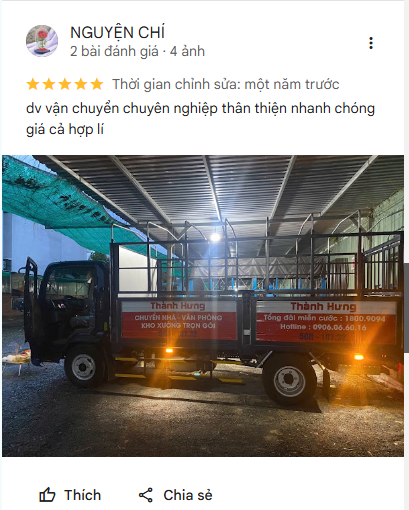Đánh giá Google Thành Hưng vận chuyển chuyên nghiệp, giá hợp lý